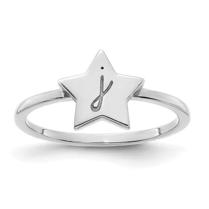 Rings Goldia 14K White Gold Initial Star Signet Ring