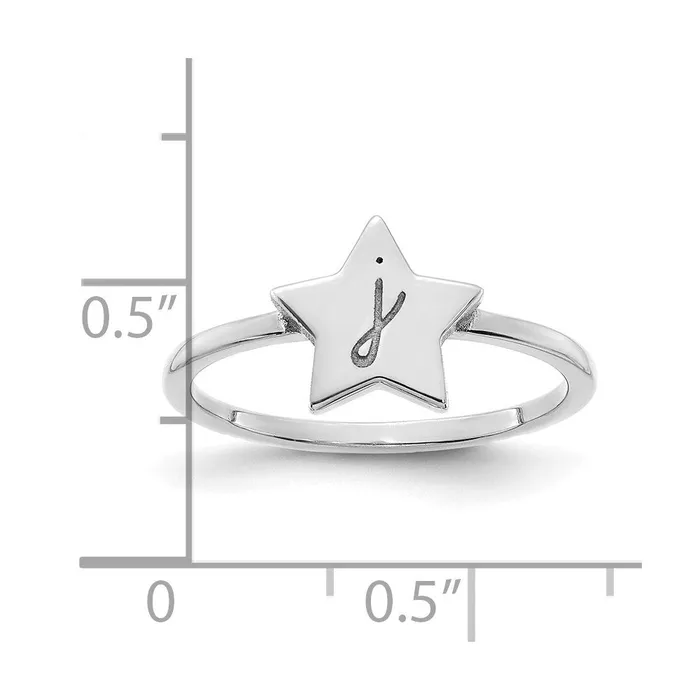 Rings Goldia 14K White Gold Initial Star Signet Ring