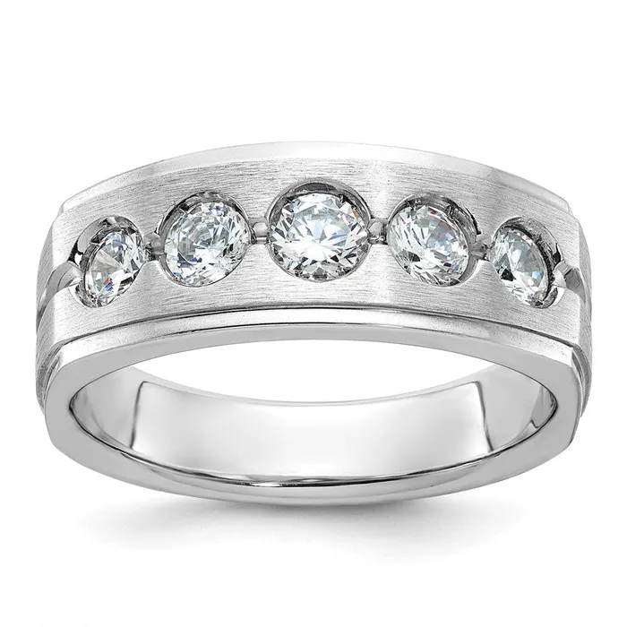 Rings Goldia 14k White Gold Mens Polished and Satin 1 carat Diamond Complete Ring Rings Goldia 14k White Gold Mens Polished and Satin 1 carat Diamond Complete Ring