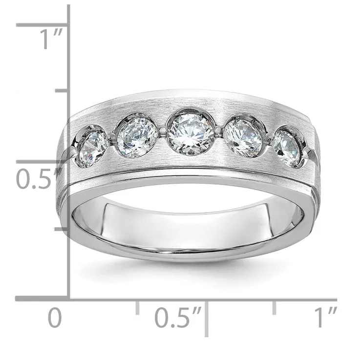 Rings Goldia 14k White Gold Mens Polished and Satin 1 carat Diamond Complete Ring