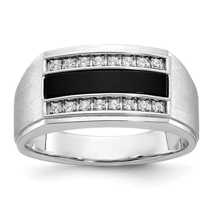 Rings Goldia 14k White Gold Mens Satin Onyx and 16 carat Diamond Complete Ring Rings Goldia 14k White Gold Mens Satin Onyx and 16 carat Diamond Complete Ring