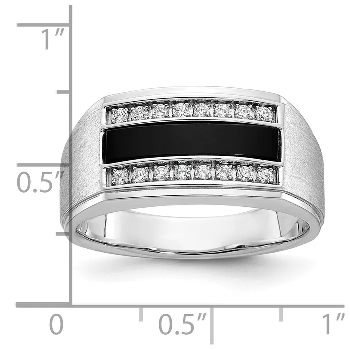 Rings Goldia 14k White Gold Mens Satin Onyx and 16 carat Diamond Complete Ring