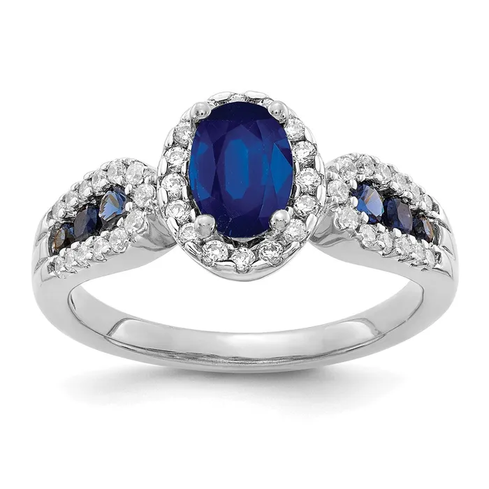 Rings Goldia 14k White Gold Real Diamond and Oval Sapphire Ring