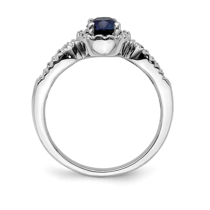 Rings Goldia 14k White Gold Real Diamond and Oval Sapphire Ring