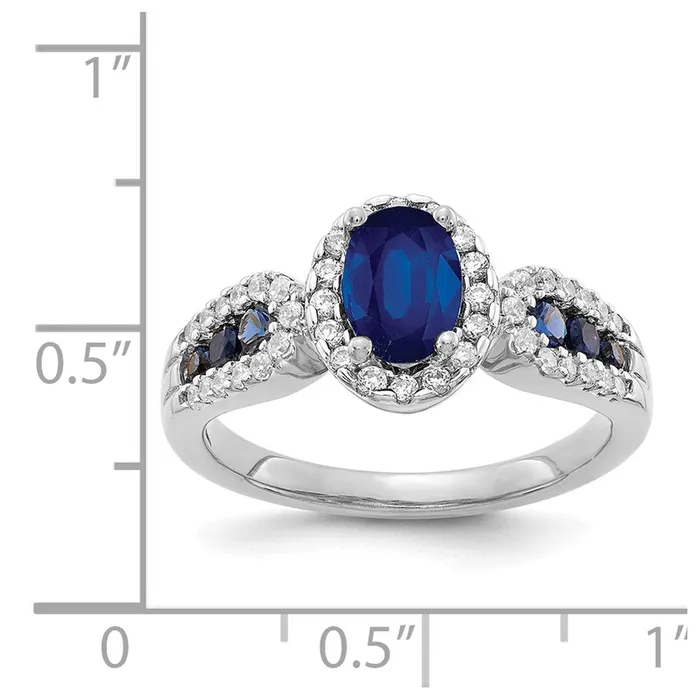 Rings Goldia 14k White Gold Real Diamond and Oval Sapphire Ring