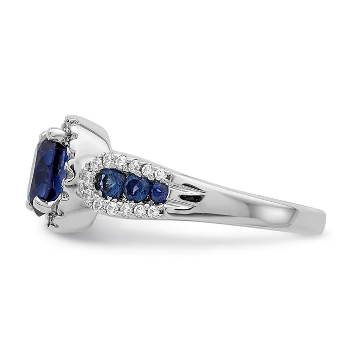 Rings Goldia 14k White Gold Real Diamond and Oval Sapphire Ring