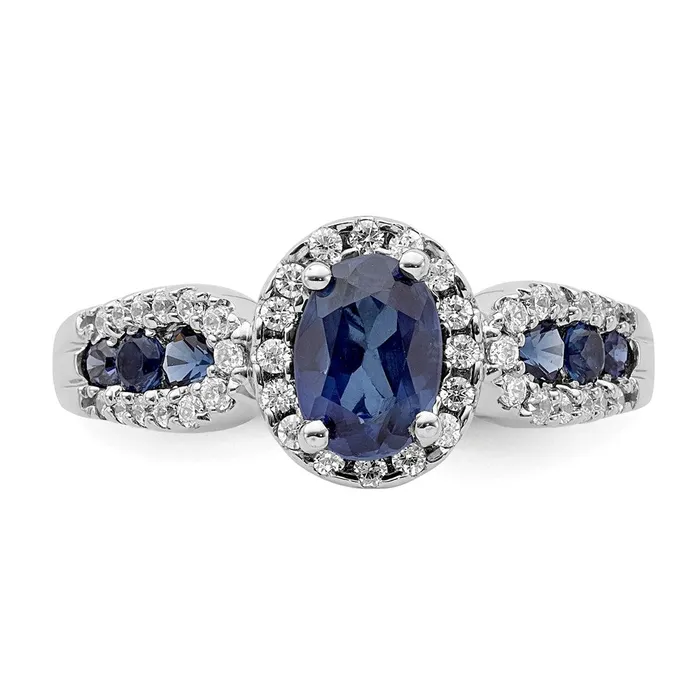 Rings Goldia 14k White Gold Real Diamond and Oval Sapphire Ring