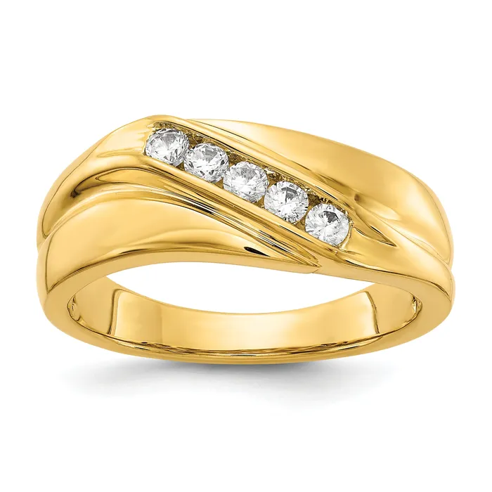Rings Goldia 14k Yellow Gold 13 Ct Lab Grown Diamond VSSI G Five Stone Mens Ring Rings Goldia 14k Yellow Gold 13 Ct Lab Grown Diamond VSSI G Five Stone Mens Ring
