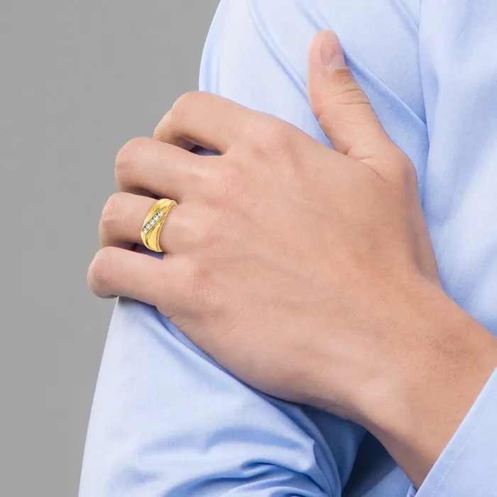 Rings Goldia 14k Yellow Gold 13 Ct Lab Grown Diamond VSSI G Five Stone Mens Ring