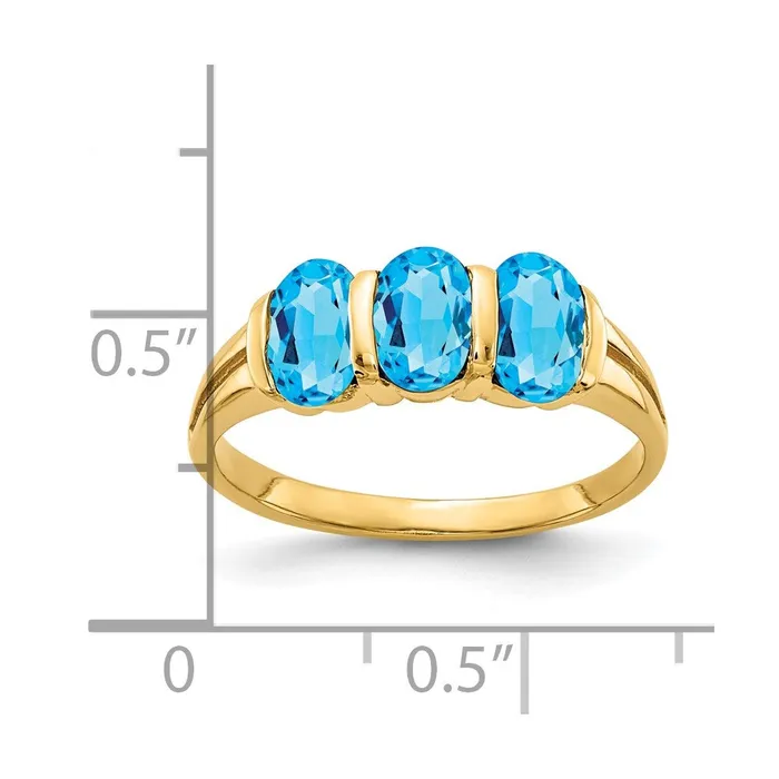 Rings Goldia 14K Yellow Gold 6x4mm Oval Blue Topaz Checker ring