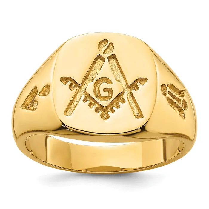 Rings Goldia 14k Yellow Gold Mens Polished and Grooved No Enamel Masonic Ring Rings Goldia 14k Yellow Gold Mens Polished and Grooved No Enamel Masonic Ring