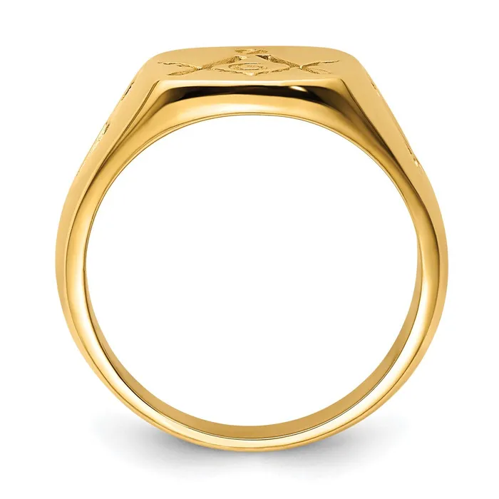 Rings Goldia 14k Yellow Gold Mens Polished and Grooved No Enamel Masonic Ring
