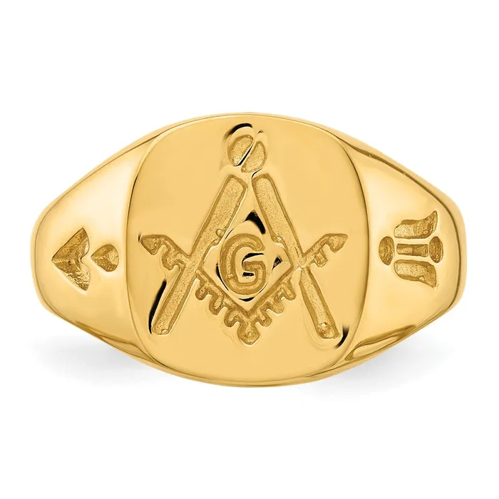 Rings Goldia 14k Yellow Gold Mens Polished and Grooved No Enamel Masonic Ring