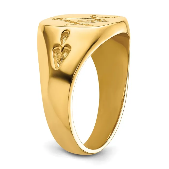 Rings Goldia 14k Yellow Gold Mens Polished and Grooved No Enamel Masonic Ring