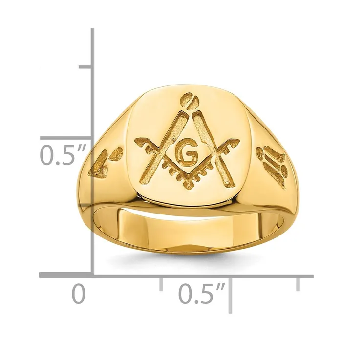 Rings Goldia 14k Yellow Gold Mens Polished and Grooved No Enamel Masonic Ring