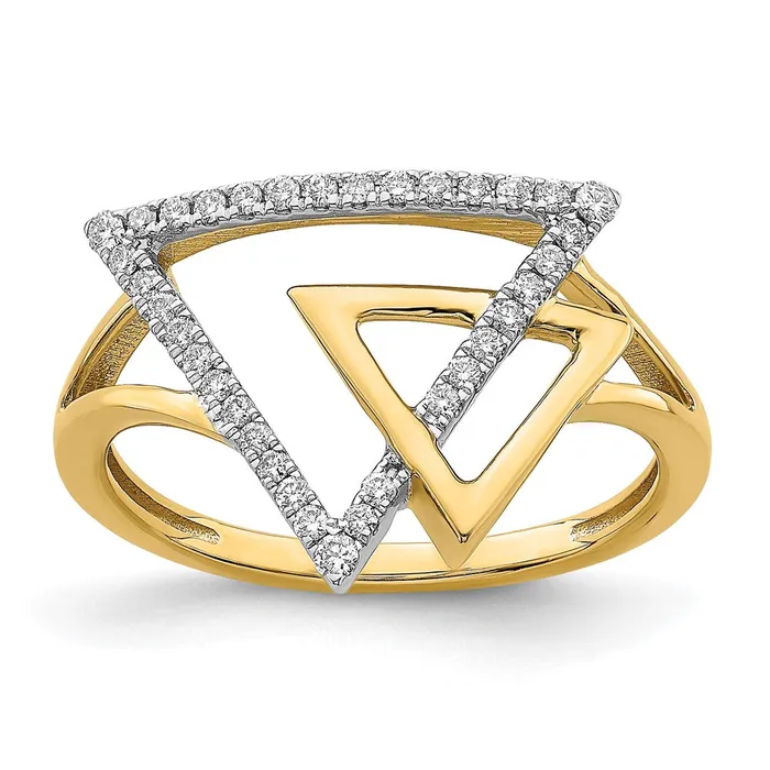 Rings Goldia 14K Yellow Gold Polished Double Triangle Real Diamond Ring