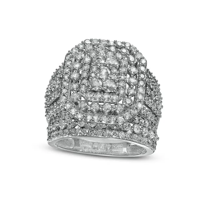 Rings Goldia 220 CT TW Composite Natural Diamond Triple Octagonal Frame MultiRow Bridal Engagement Ring Set in Solid 10K White Gold Rings Goldia 220 CT TW Composite Natural Diamond Triple Octagonal Frame MultiRow Bridal Engagement Ring Set in Solid 10K White Gold