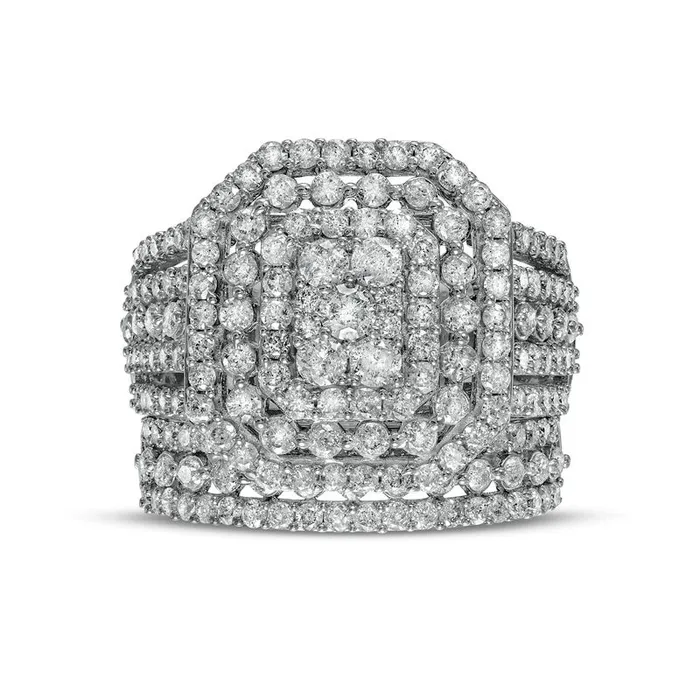Rings Goldia 220 CT TW Composite Natural Diamond Triple Octagonal Frame MultiRow Bridal Engagement Ring Set in Solid 10K White Gold Rings Goldia 220 CT TW Composite Natural Diamond Triple Octagonal Frame MultiRow Bridal Engagement Ring Set in Solid 10K White Gold