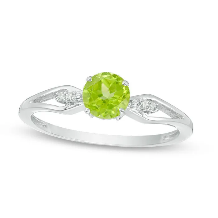 Rings Goldia 50mm Peridot and Natural Diamond Accent Split Shank Ring in Sterling Silver Rings Goldia 50mm Peridot and Natural Diamond Accent Split Shank Ring in Sterling Silver