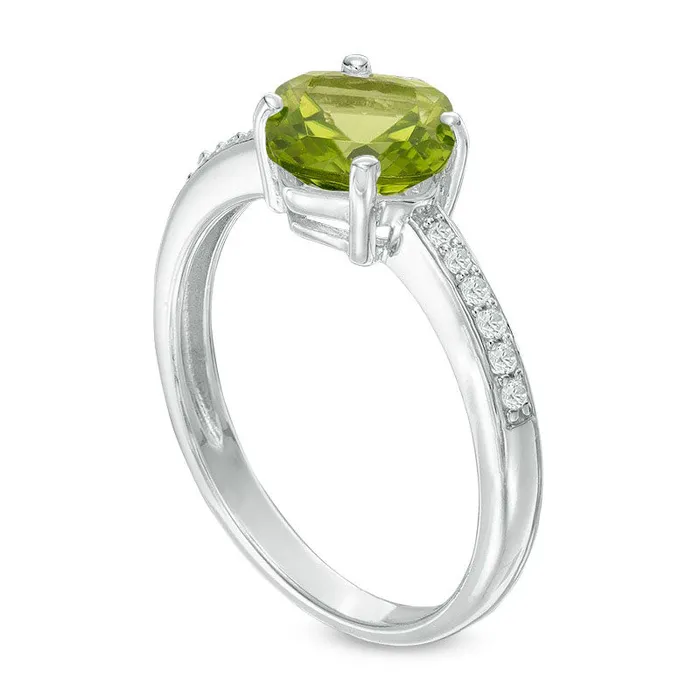 Rings Goldia 70mm CushionCut Peridot and White Topaz Ring in Sterling Silver Rings Goldia 70mm CushionCut Peridot and White Topaz Ring in Sterling Silver