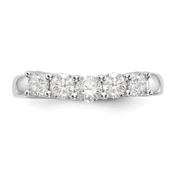 Rings goldiaca 14K White Gold 5Stone Real Diamond Band