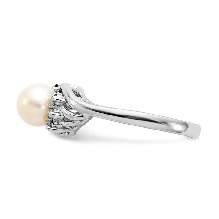 Rings Goldiacom 14k White Gold 6mm FW Cultured Pearl A Real Diamond ring