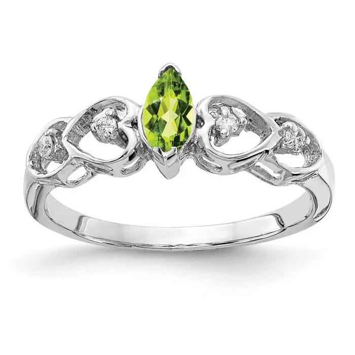 Rings Goldiacom 14k White Gold 6x3mm Marquise Peridot AAA Real Diamond ring Rings Goldiacom 14k White Gold 6x3mm Marquise Peridot AAA Real Diamond ring