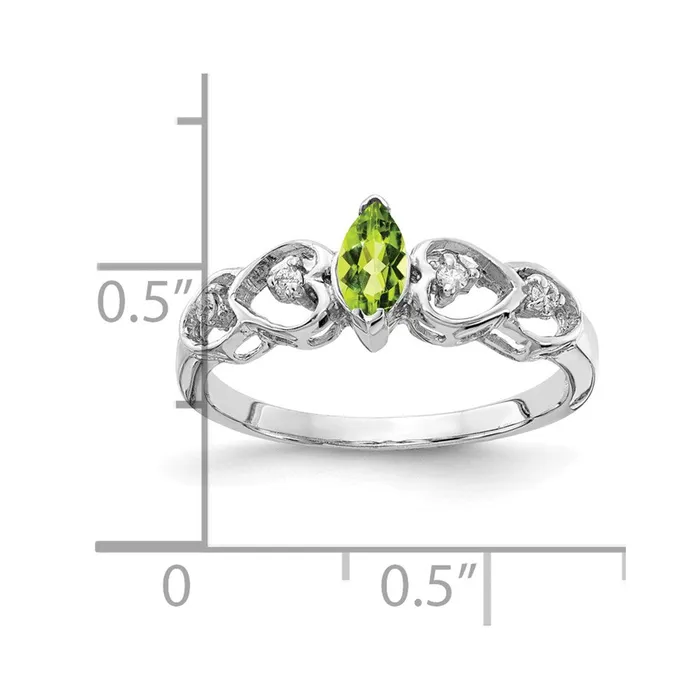 Rings Goldiacom 14k White Gold 6x3mm Marquise Peridot AAA Real Diamond ring