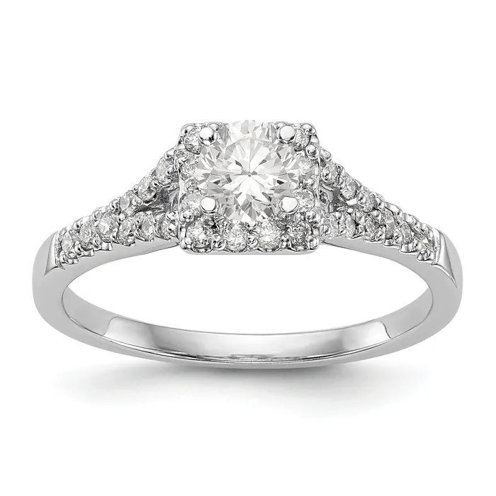 Rings Goldiacom 14K White Gold Diamond Princess CZ Square Halo Engagement Ring Rings Goldiacom 14K White Gold Diamond Princess CZ Square Halo Engagement Ring