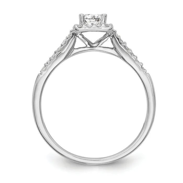 Rings Goldiacom 14K White Gold Diamond Princess CZ Square Halo Engagement Ring