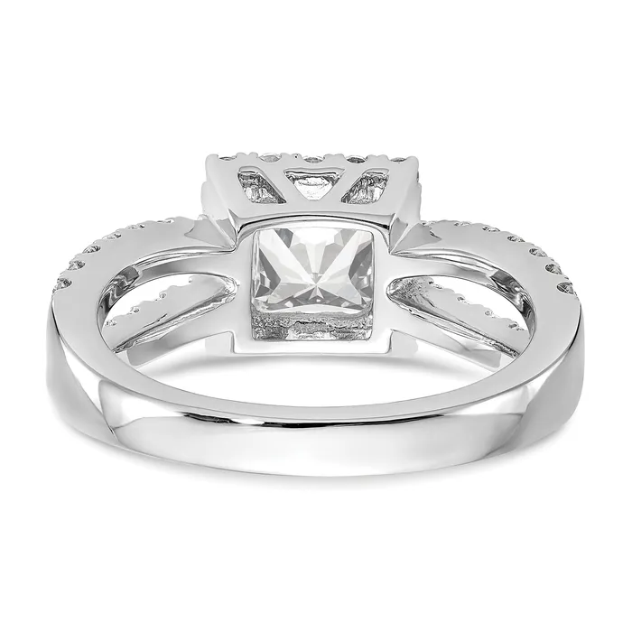 Rings Goldiacom 14K White Gold Diamond Princess CZ Square Halo Engagement Ring