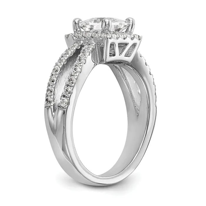 Rings Goldiacom 14K White Gold Diamond Princess CZ Square Halo Engagement Ring