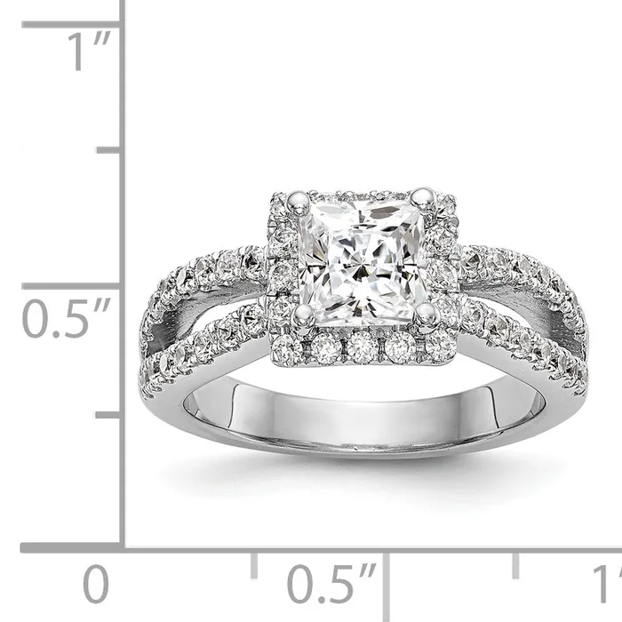 Rings Goldiacom 14K White Gold Diamond Princess CZ Square Halo Engagement Ring