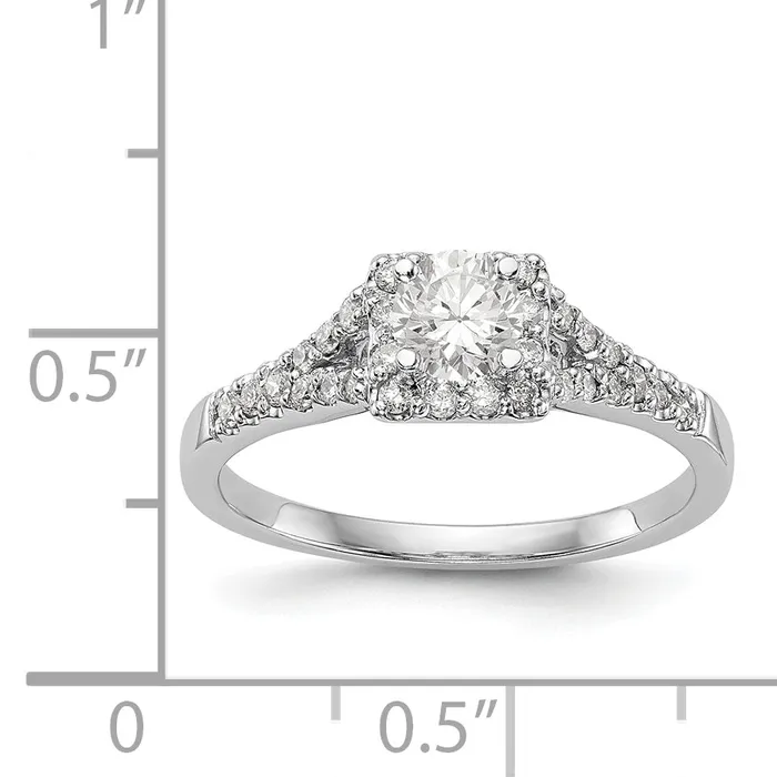 Rings Goldiacom 14K White Gold Diamond Princess CZ Square Halo Engagement Ring