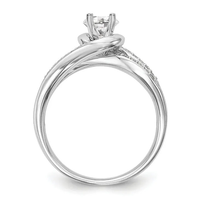 Rings Goldiacom 14k White Gold Peg Set Simulated Diamond By Pass Engagement Ring