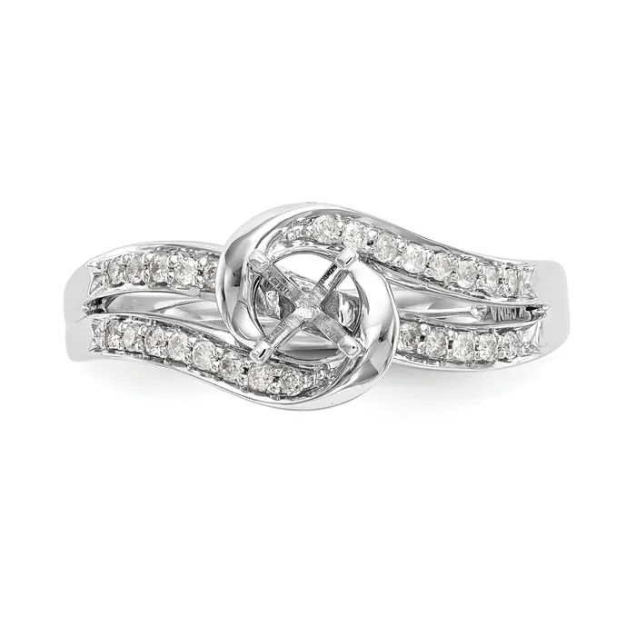 Rings Goldiacom 14k White Gold Peg Set Simulated Diamond By Pass Engagement Ring