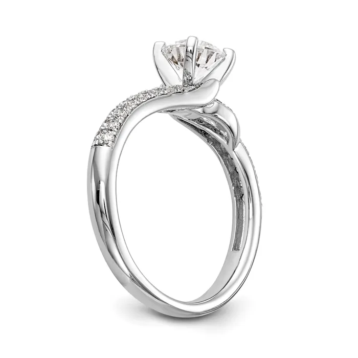 Rings Goldiacom 14k White Gold Peg Set Simulated Diamond By Pass Engagement Ring