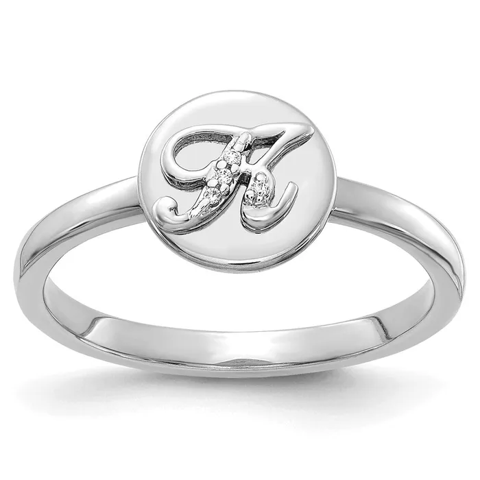 Rings Goldiacom 14k White Gold Real Diamond Initial K Ring
