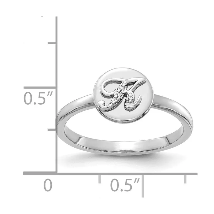 Rings Goldiacom 14k White Gold Real Diamond Initial K Ring