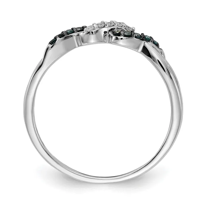 Rings Goldiacom 14k White Gold w Blue and White Real Diamond Twist Ring
