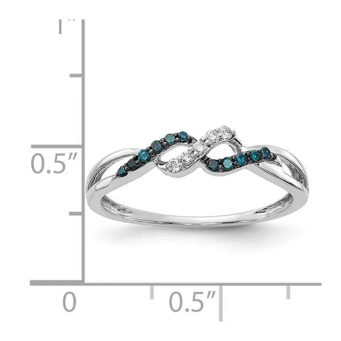 Rings Goldiacom 14k White Gold w Blue and White Real Diamond Twist Ring