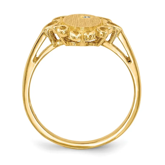 Rings Goldiacom 14K Yellow Gold 115x60mm Open Back AA Real Diamond Signet Ring