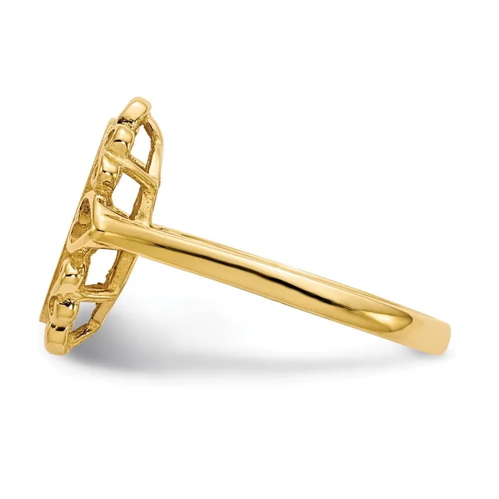 Rings Goldiacom 14K Yellow Gold 115x60mm Open Back AA Real Diamond Signet Ring