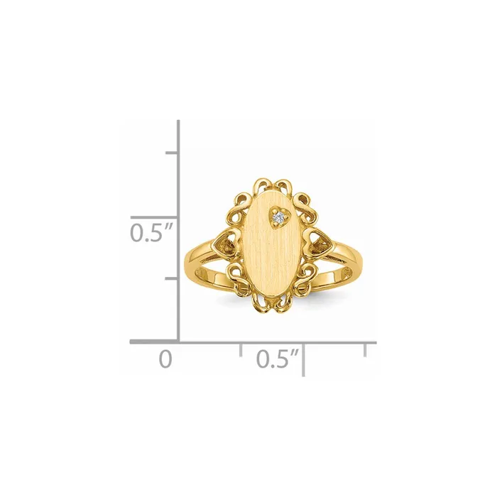 Rings Goldiacom 14K Yellow Gold 115x60mm Open Back AA Real Diamond Signet Ring