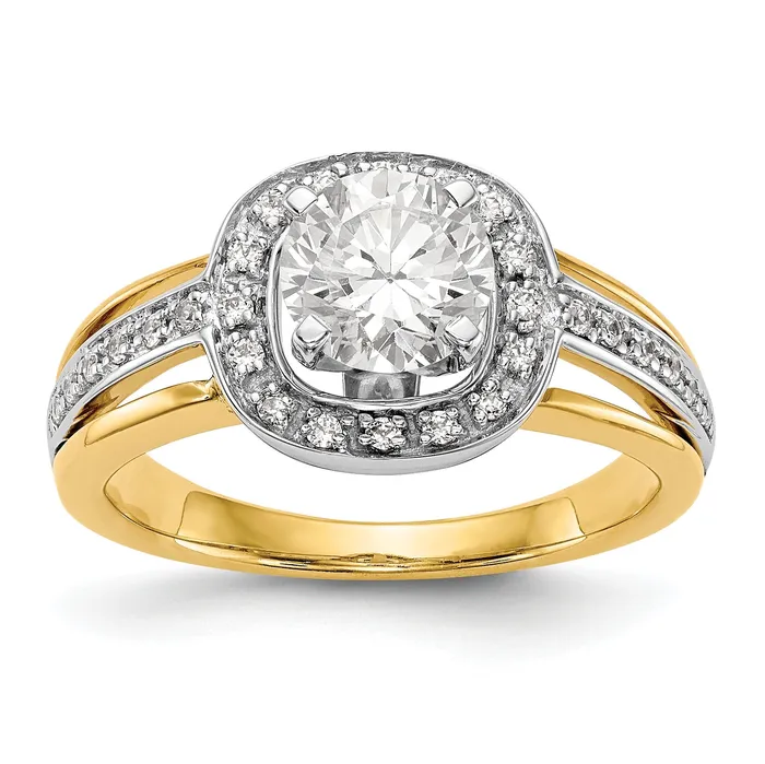 Rings Goldiacom 14ktt Peg Set CZ Cushion Halo Engagement Ring
