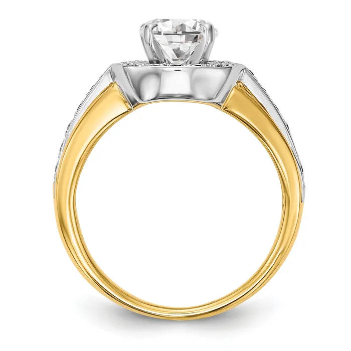 Rings Goldiacom 14ktt Peg Set CZ Cushion Halo Engagement Ring