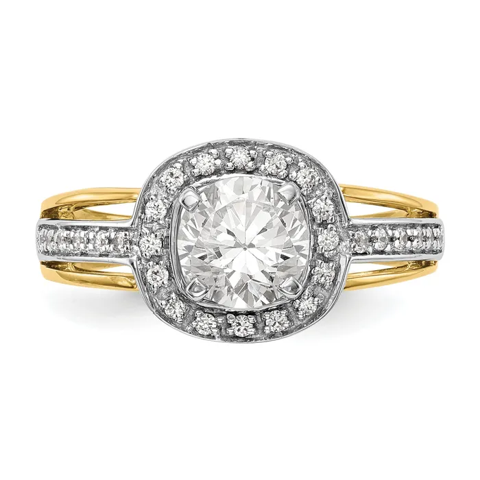 Rings Goldiacom 14ktt Peg Set CZ Cushion Halo Engagement Ring