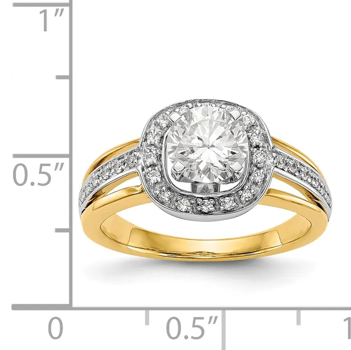 Rings Goldiacom 14ktt Peg Set CZ Cushion Halo Engagement Ring