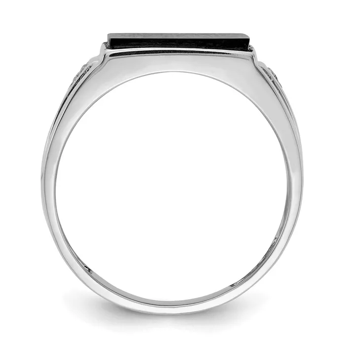 Rings Goldiacom Solid 14k White Gold Real Diamond Mens Onyx Ring