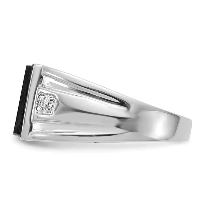Rings Goldiacom Solid 14k White Gold Real Diamond Mens Onyx Ring